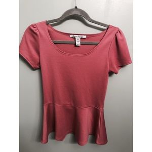 Pink blouse with pleated waist